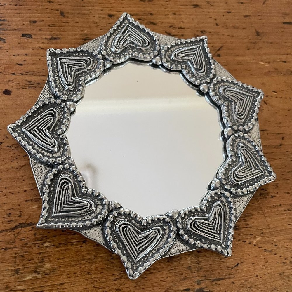 Small Artisan Pewter Heart Mirror
